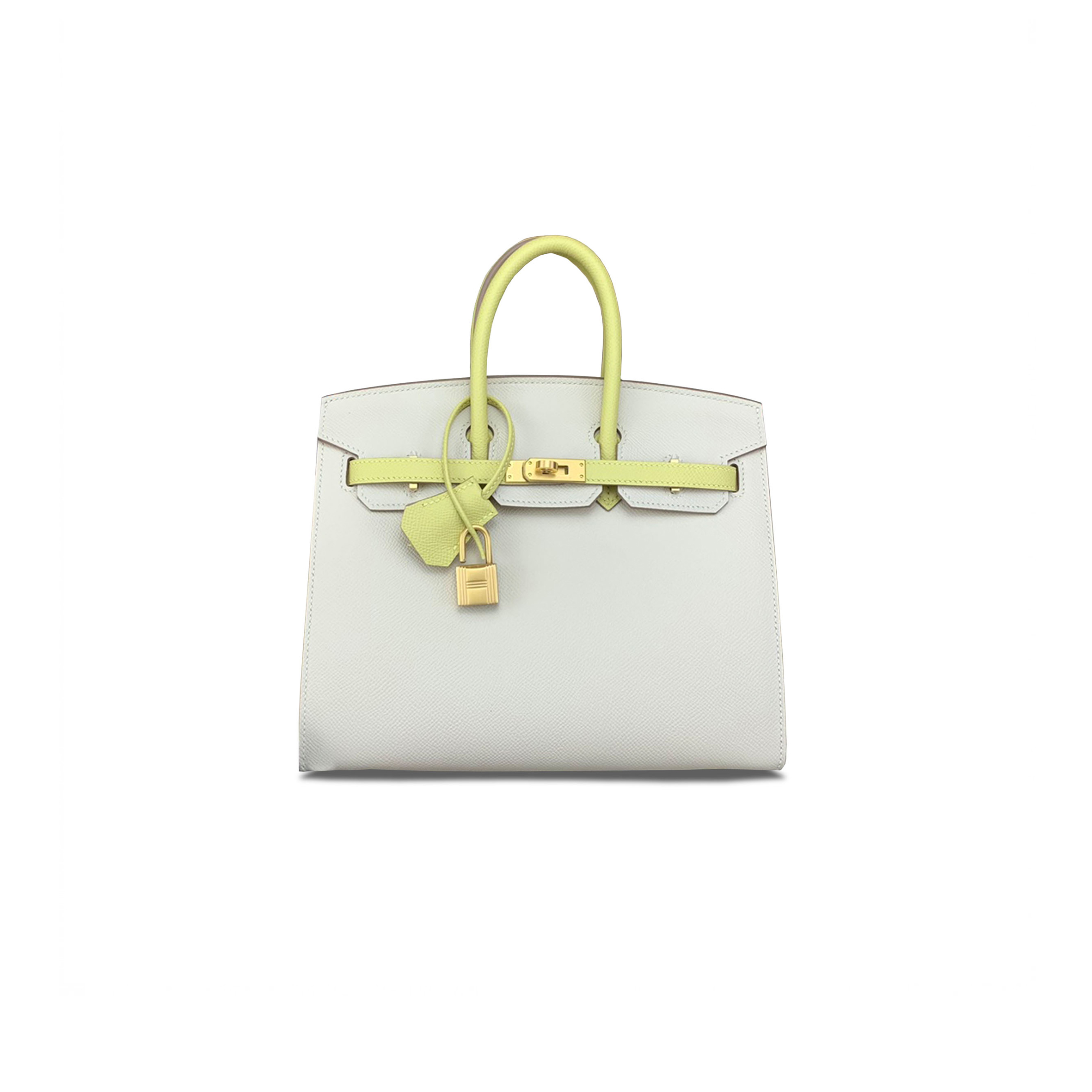 HERMÈS MASTER BIRKIN 25 EPSOM MILKSHAKE WHITE AND CHICK YELLOW GOLD BUCKLE A2173841 (25*18*13cm)